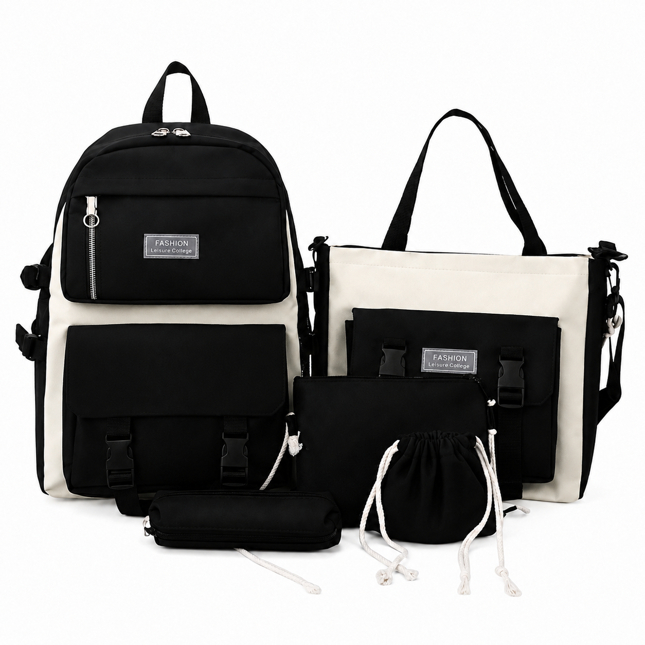 Kit 5 en 1 I Maleta, Bolso, Pouch, Cartuchera y Monedero + GRATIS 1 Llavero y 4 Pines