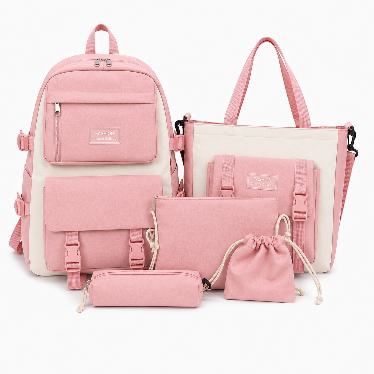 Kit 5 en 1 I Maleta, Bolso, Pouch, Cartuchera y Monedero + GRATIS 1 Llavero y 4 Pines
