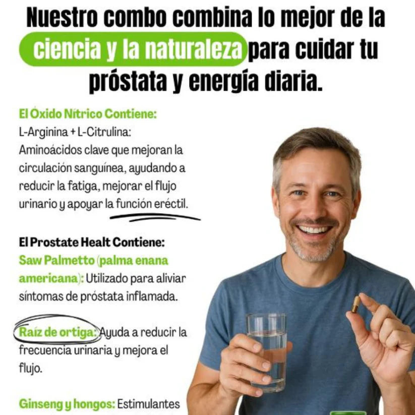 Óxido Nítrico Promax™ + Prostate Health en pack 2x1: Rendimiento, Energía y Salud masculina