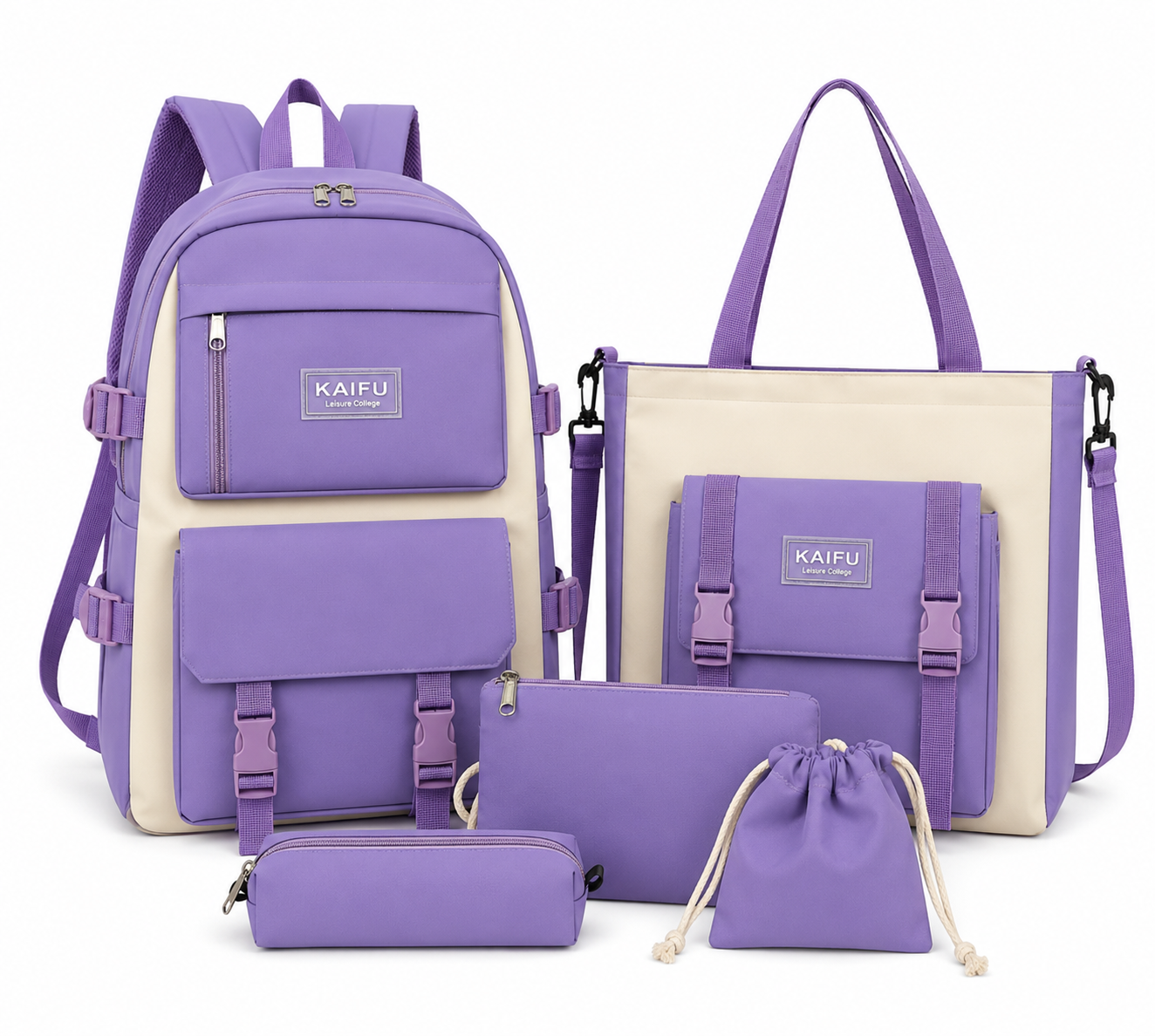 Kit 5 en 1 I Maleta, Bolso, Pouch, Cartuchera y Monedero + GRATIS 1 Llavero y 4 Pines